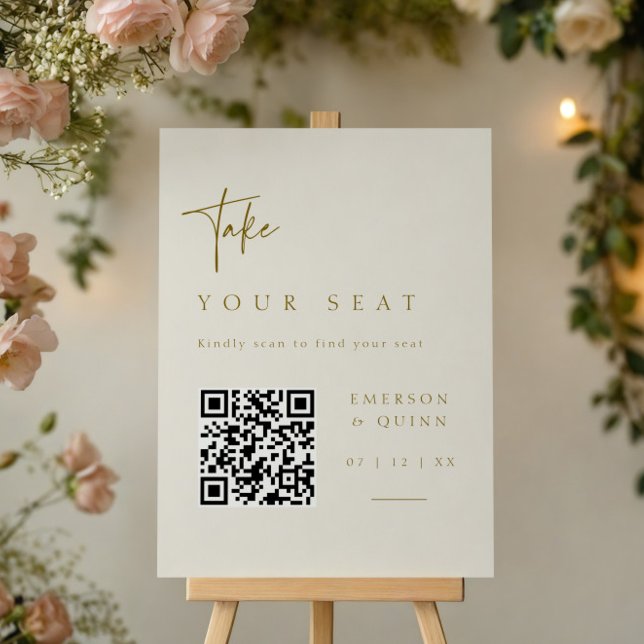 QR Mobile Seating Chart Sign Wedding Table Poster (Creator Uploaded)