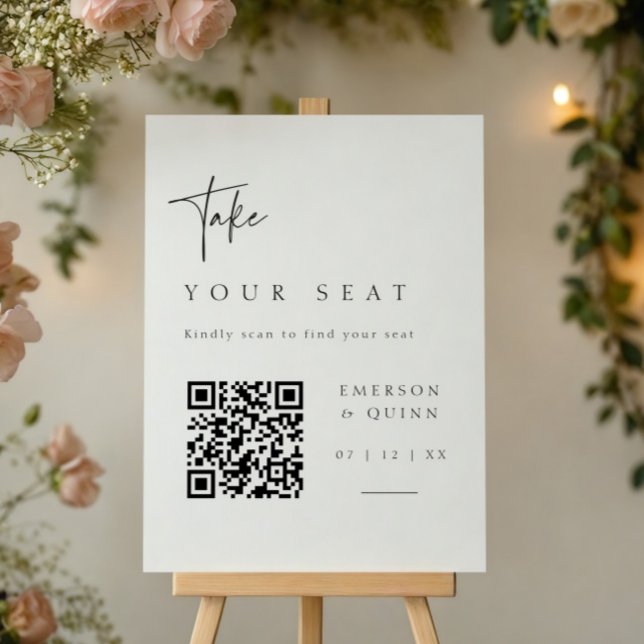 QR Mobile Seating Chart Sign Wedding Table Poster (Creator Uploaded)