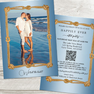 QR Nautical Photo Happily Ever After Wedding Invitation