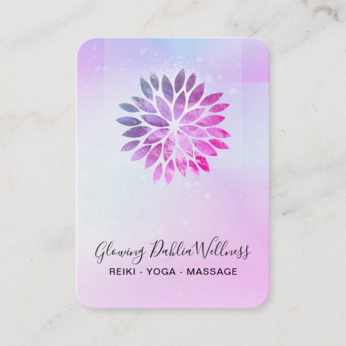  QR Ombre AP2 Mandala Dahlia Pastel Blue Pink Business Card