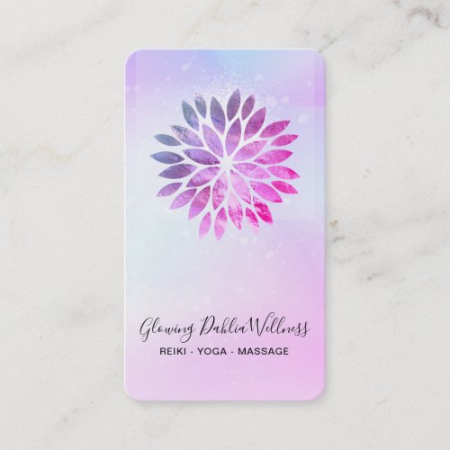  QR Ombre Mandala AP2 Dahlia Pastel Blue Pink Business Card