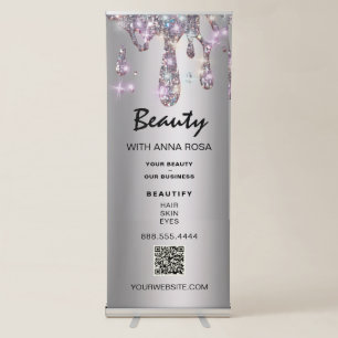 *~* QR OR Logo Expo Drip Store Shop Silver Retractable Banner