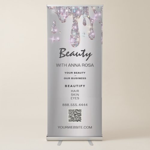  QR OR Logo Expo Drip Store Shop Silver Retractable Banner