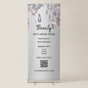 *~* QR OR Logo Expo Store Shop Silver Drip Retractable Banner