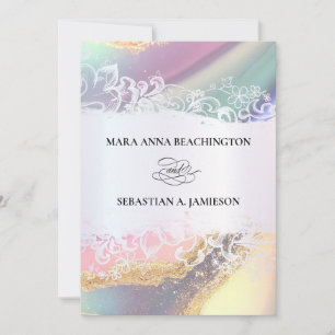 *~* QR Pastel RSVP AR2 Agate Wedding Invitation