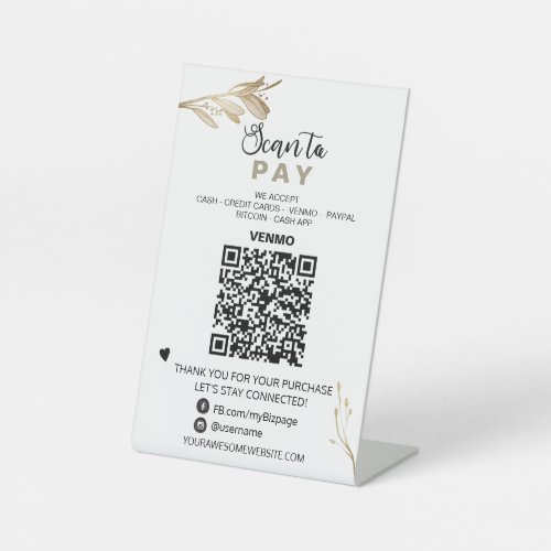  QR PAY _ Tabletop Table Tent  Pedestal Sign