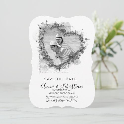  QR PHOTO AR6 WEDDING Heart SAVE the DATE Invitation