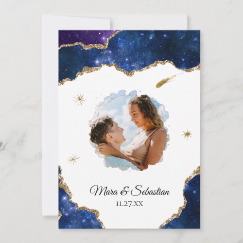  QR _ PHOTO _ RSVP AR13 Cosmic AGATE Wedding Invitation