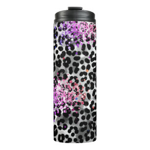 *~* QR Pink Glitter Animal Leopard Pattern Girly Thermal Tumbler