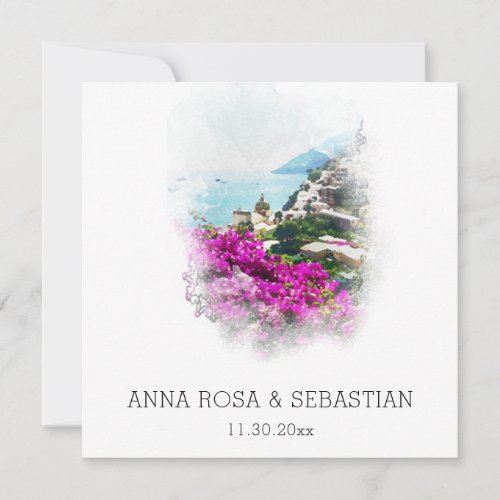 *~* QR POSITANO Italy Flowers AR20 RSVP Wedding Invitation