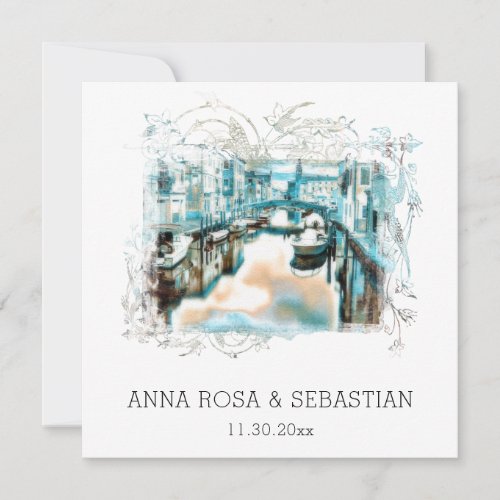 *~* QR POSITANO Italy Scroll AR20 RSVP Wedding Invitation