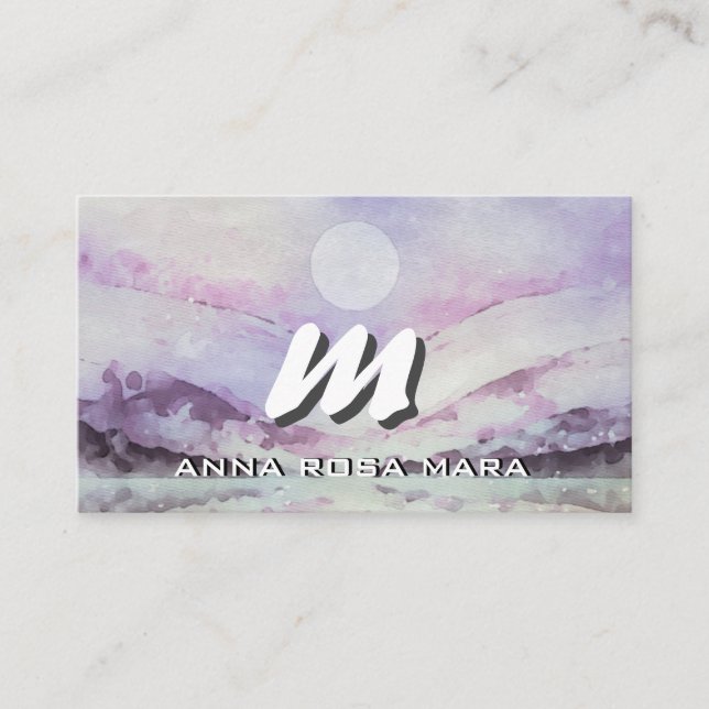 *~* QR PURPLE Abstract Landscape Nature AP93 Business Card (Front)