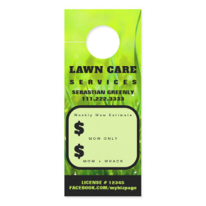 *~* QR Quote Estimate Green Grass Lawn Care Door Hanger