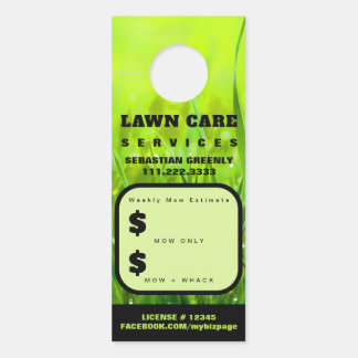 *~* QR Quote Estimate Green Grass Lawn Care Door Hanger