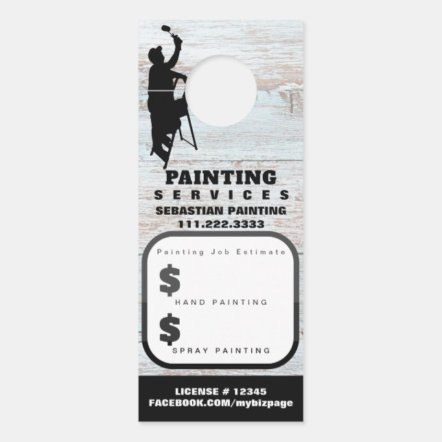 *~* QR Quote Estimate Home Painting  Exterior Door Hanger (Front)