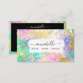 *~* QR Rainbow AP26 Ethereal Gold Glitter OPAL Business Card (Front/Back)