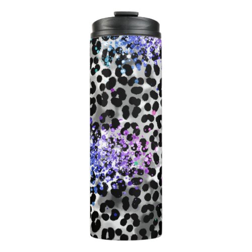  QR Rainbow Glitter Animal Leopard Spots Girly Thermal Tumbler