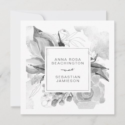 *~* QR RSVP AR12 Floral Simple Subdued Wedding Invitation