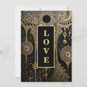*~ QR RSVP AR26 Gold Lace LOVE26  Luxury Wedding  Invitation