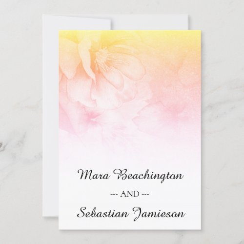 *~* QR RSVP Floral Glitter Ombre Peach Wedding Invitation