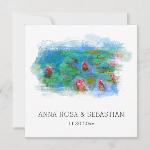 *~* QR RSVP MONET LILY POND AP12 RSVP Wedding Invitation