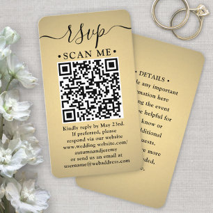 QR RSVP & Wedding Details Elegant Faux Gold Foil Enclosure Card