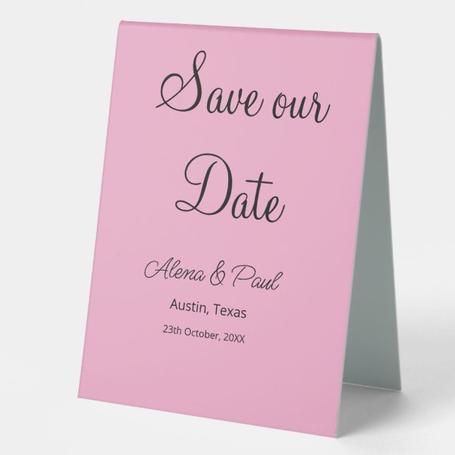 QR Save Our Date add photoname date black white  Table Tent (Front)