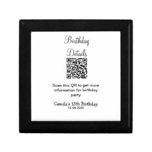 QR scan birthday party details modern 15 birthday Gift Box