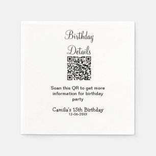 QR scan birthday party details modern 15 birthday Napkins