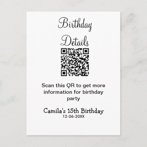 QR scan birthday party details modern 15 birthday 