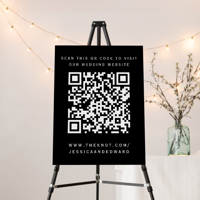 Qr Scan Code Wedding Program Honeymoon Funds Chic Foam Board (In Situ (Stand))