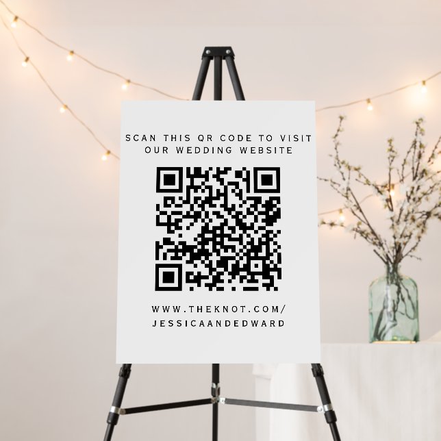 Qr Scan Code Wedding Program Honeymoon Funds Chic Foam Board (In Situ (Stand))