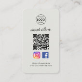 QR Scan to Connect | Instagram Facebook Gray Business Card (Front)