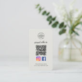 QR Scan to Connect | Instagram Facebook Gray Business Card (Standing Front)