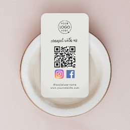 QR Scan to Connect | Instagram Facebook Gray Business Card