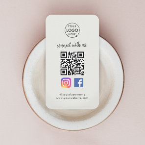 QR Scan to Connect | Instagram Facebook Gray Business Card