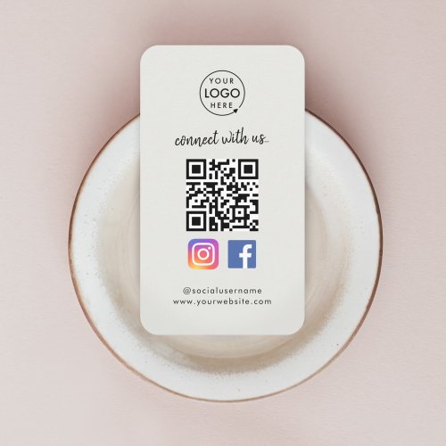QR Scan to Connect  Instagram Facebook Gray Business Card