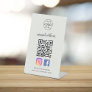 QR Scan to Connect | Instagram Facebook Gray Pedestal Sign