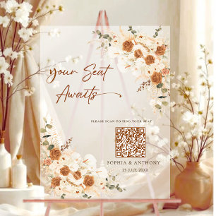 QR Seating Chart Acrylic Wedding Sign