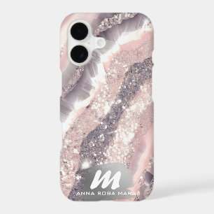 *~* QR Silver AP66 Glitter Pink Agate iPhone 17 Case