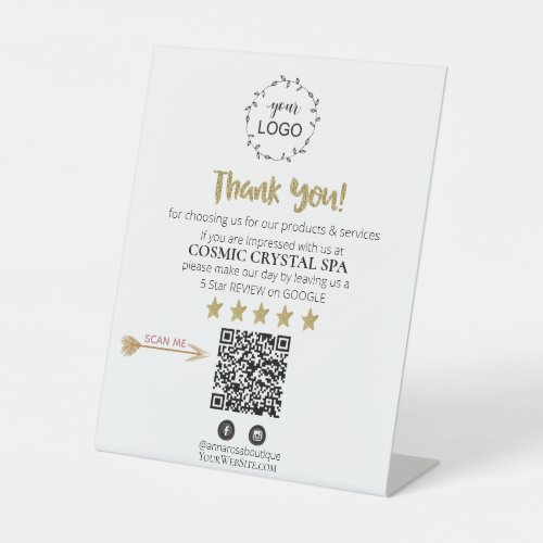  QR Simple Minimal  Review Logo THANK YOU AP8 P Pedestal Sign