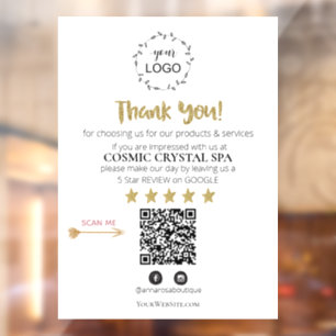 *~* QR Simple Minimal  Review Logo THANK YOU AP8 Window Cling