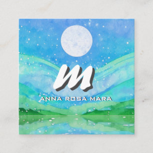 *~* QR Sky Blue SUN Abstract Landscape Nature AP93 Square Business Card