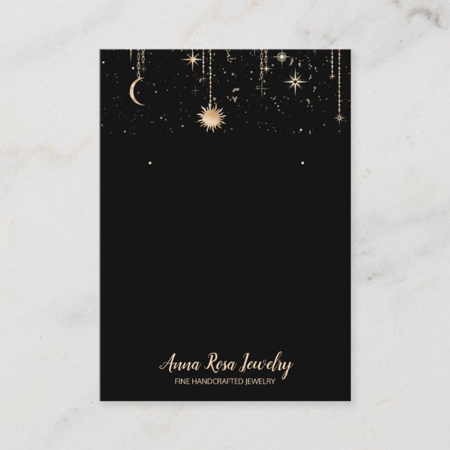 *~* QR Sun Cosmic Celestian Moon Jewelry Earring  Business Card (Front)