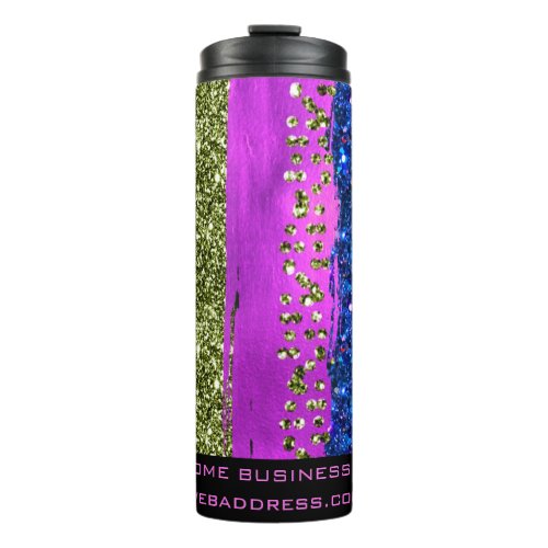  QR SWAG Animal Print Glitter Rainbow Chic Thermal Tumbler