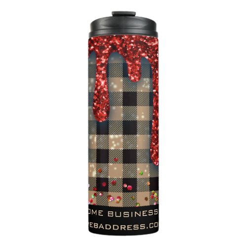  QR SWAG  Rustic Christmas Glitter Rose Plaid  Thermal Tumbler