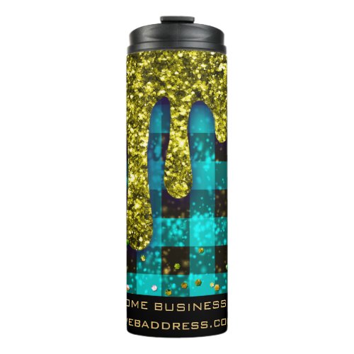  QR SWAG  Rustic Christmas Gold Drip Plaid Ther Thermal Tumbler