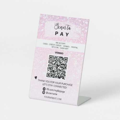  QR Table top Table Tent PAYMENT Pedestal Sign