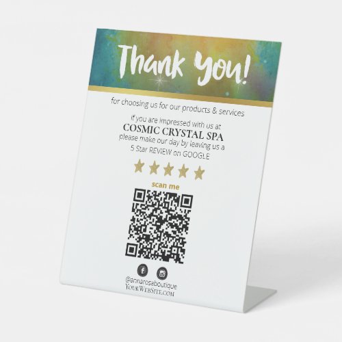 *~* QR THANK YOU REVIEW Cosmic Nebula Galaxy AP8  Pedestal Sign