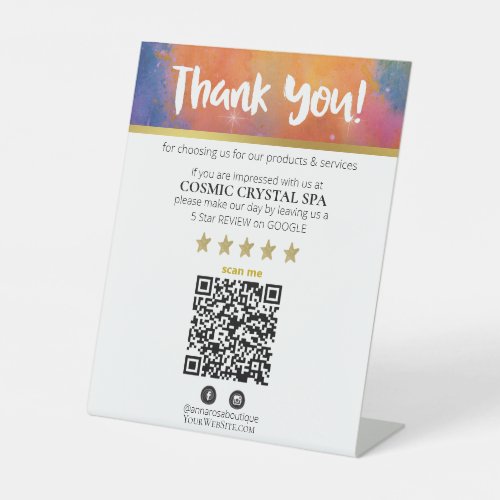 *~* QR THANK YOU REVIEW Galaxy Cosmic Nebula AP8 Pedestal Sign